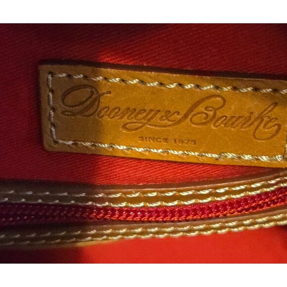 Dooney & Bourke Black Pebble Grain Leather Hobo Bag With Tan Accents & Red Inter - Picture 9 of 10